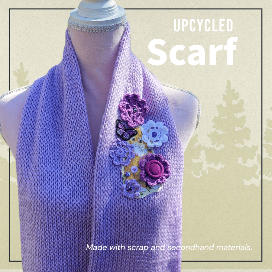 Knitted Lilac Cat Winter Scarf 