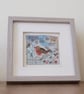 Framed Free Motion Robin Embroidery Textile Art  - Image 5