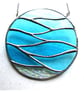 Making Waves Aqua Stained Glass Suncatcher Handmade Ring Sea - Image 2