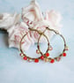 Orange Beaded Hoop Earrings - Image 3