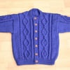aran style toddlers handknitted cardigan