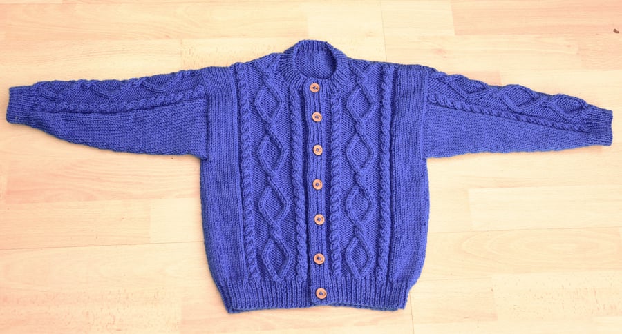 aran style toddlers handknitted cardigan