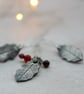 Silver Holly Leaf Pendant with carnelian and garnet beads - Image 10