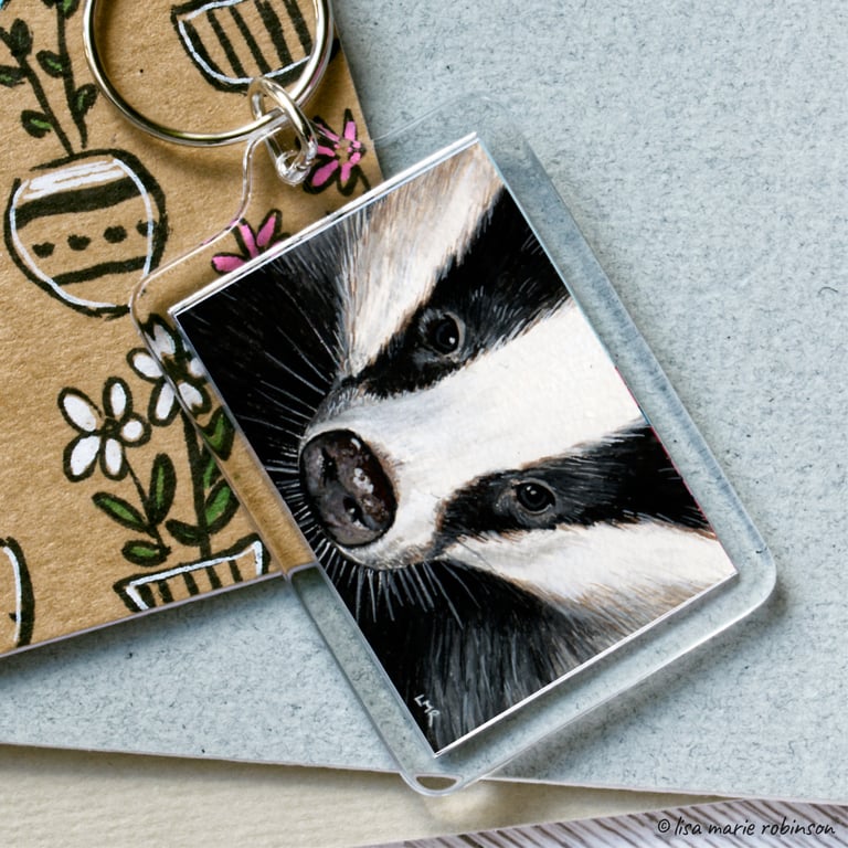 Badger Keyring UK Wildlife - Large