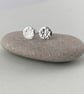 Sterling Silver Stud Earrings, Hammered 8mm Silver Stud Earrings - Image 4