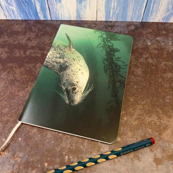 Notebook, Marine themed, A5 (ish), made from up-cycled and recycled materials.