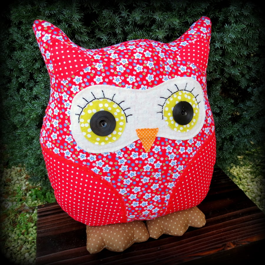 SALE!!!   Florence.  A 35cm tall whimsical owl cushion.  