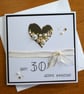 Embellished Heart Pearl Wedding Anniversary Card - 30th Anniversary