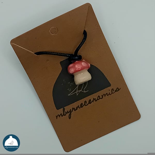 Flat top Toadstool Ceramic Necklace