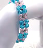 Turquoise and Pink Facetted Glass Bead Bracelet. Free UK Postage - Image 2