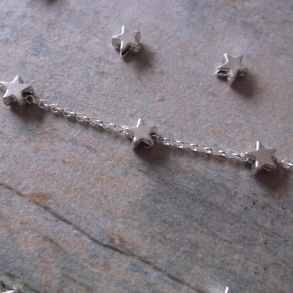 . Silver Mini Stars Anklet