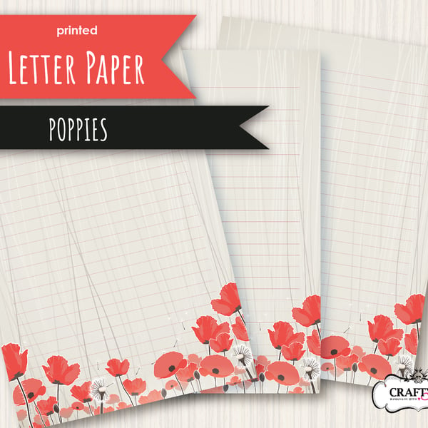 Letter Writing Paper Poppies