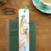 Harvest fairy .Hand drawn and painted bookmark with silk ribbon '