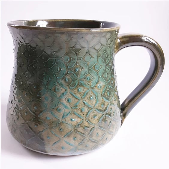 Textured Patterned Mug - Hand Thrown Stoneware Ceramic Mug
