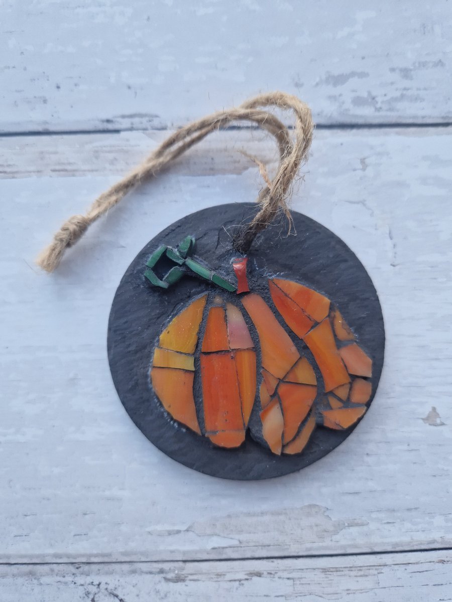Mosaic Pumpkin on Slate 
