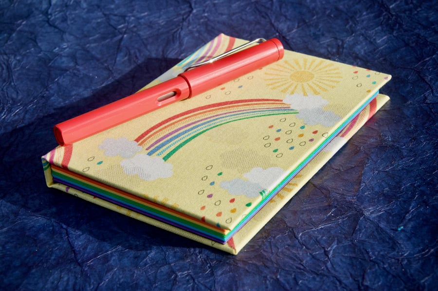 A6 Hardback Lined Notebook with full cloth rainbow cover