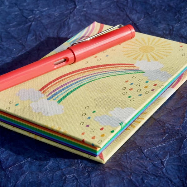 A6 Hardback Lined Notebook with full cloth rainbow cover