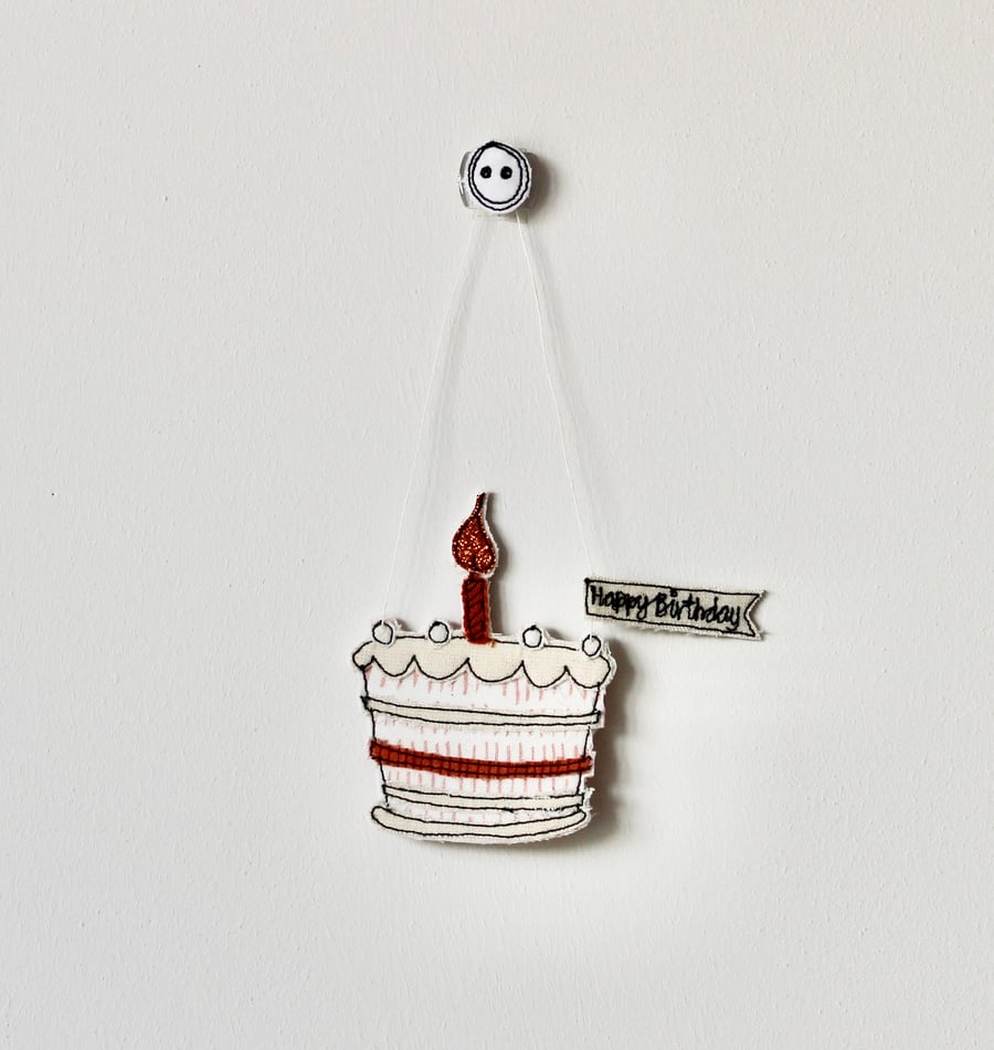 A Smaller Happy Birthday Cake - Hanging Decoration