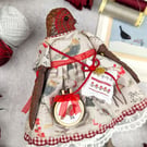 Liesel,  A  Tiny Hand Embroidered Christmas Robin Folk Art Doll