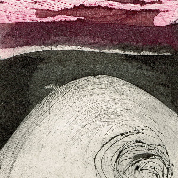 Abstract hand printed collagraph print