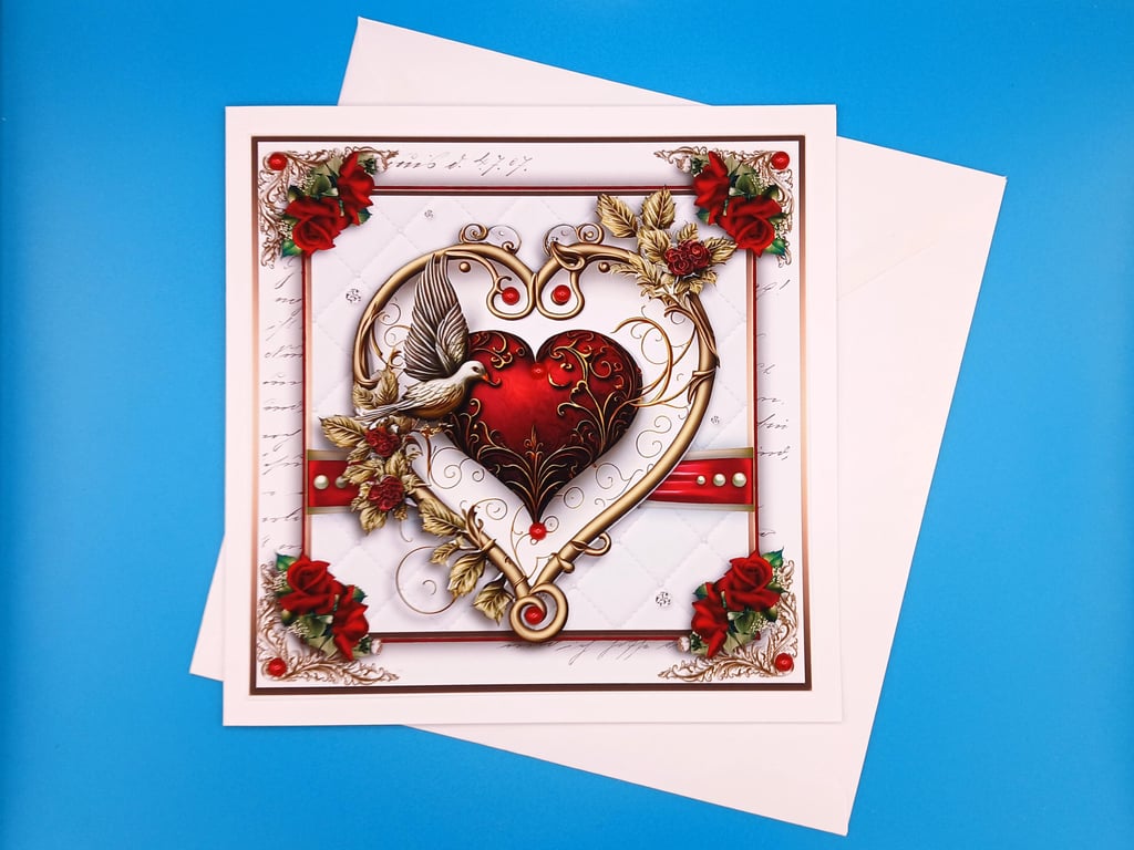 Anniversary Card, Large,  Decoupage