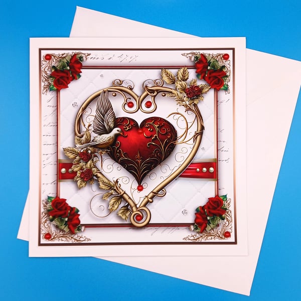 Anniversary Card, Large,  Decoupage