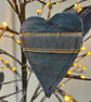 Upcycled Denim Heart Decoration – Handmade pre-loved home accessory