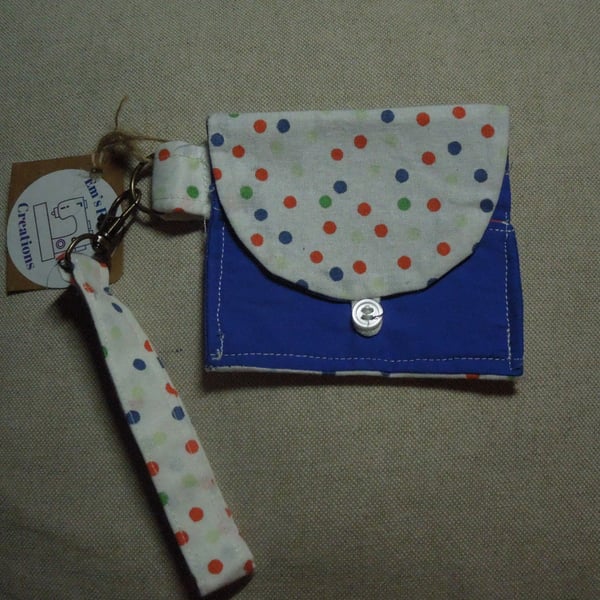 Blue and Polka Dot card holder or purse