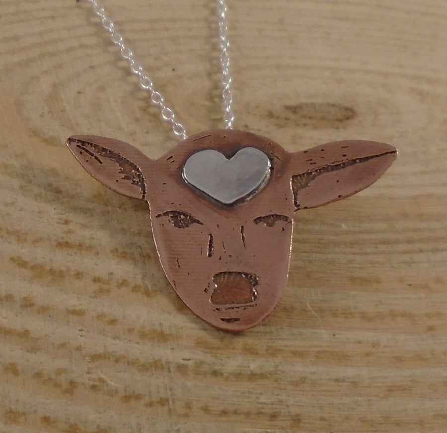Copper and Sterling Silver Jersey Cow Necklace