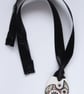 Paisley Star Pattern Ceramic Pendant on Adjustable Black Ribbon with Poppers - Image 4
