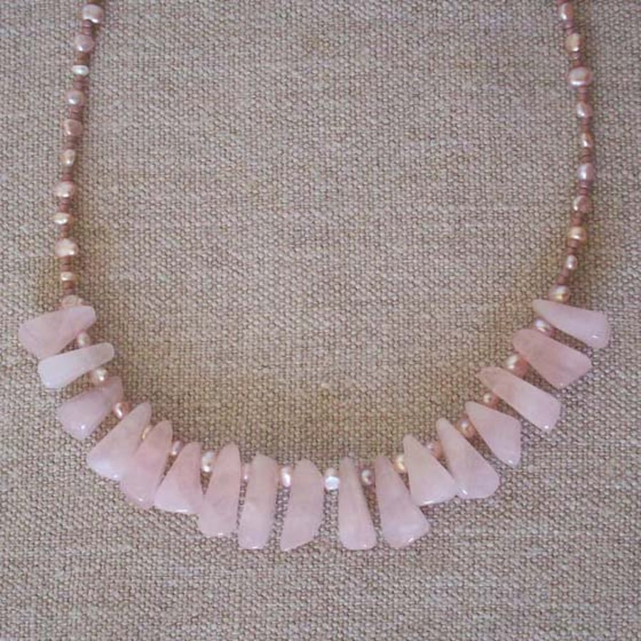 Rose Quartz & Pearl Necklace
