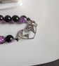 Purple&black beaded bracelet with heart  - Image 3