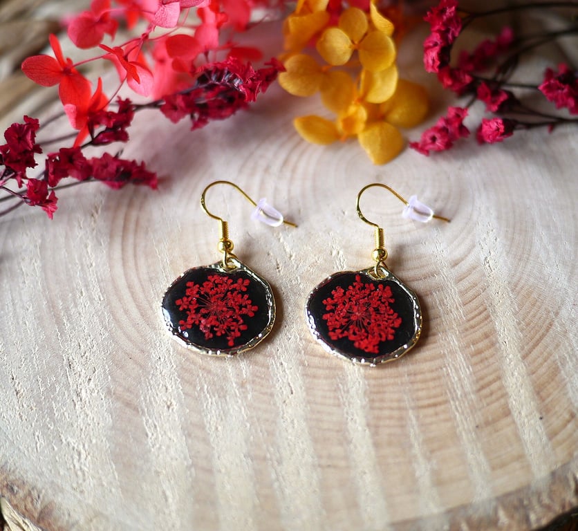SECONDS SALE! Hypoallergenic Stainless Steel Dangle Earrings - Real Flowers