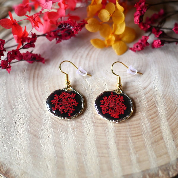 SECONDS SALE! Hypoallergenic Stainless Steel Dangle Earrings - Real Flowers