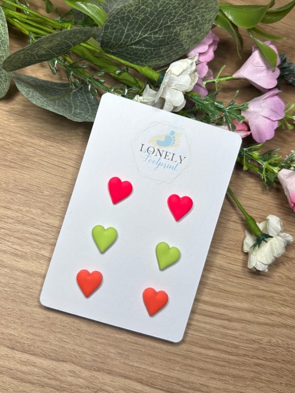 Heart Polymer Clay Stud Pack - Lightweight 