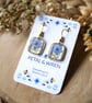 Rectangle Forget Me Not & Cow Parsley Dangle Earrings - Hypoallergenic - Image 4