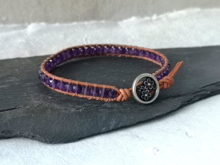 Leather cheap birthstone bracelet