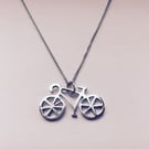 Solid Sterling Silver Bike Necklace, Cycling Necklace, 100% handpierced 