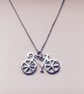 Solid Sterling Silver Bike Necklace, Cycling Necklace, 100% handpierced  - Image 1