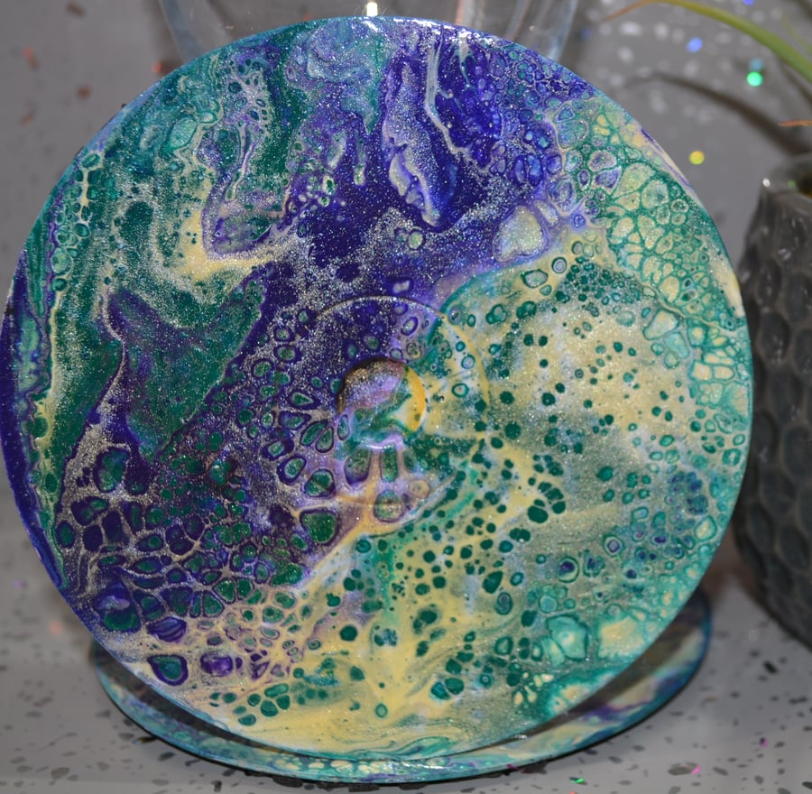 Bespoke Acrylic Poured CD Coasters-Set of 4