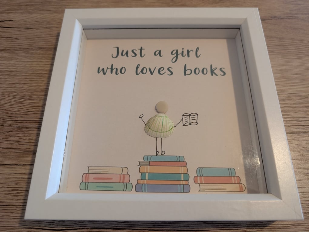Book Lover Pebble Art Frame just a girl who loves books