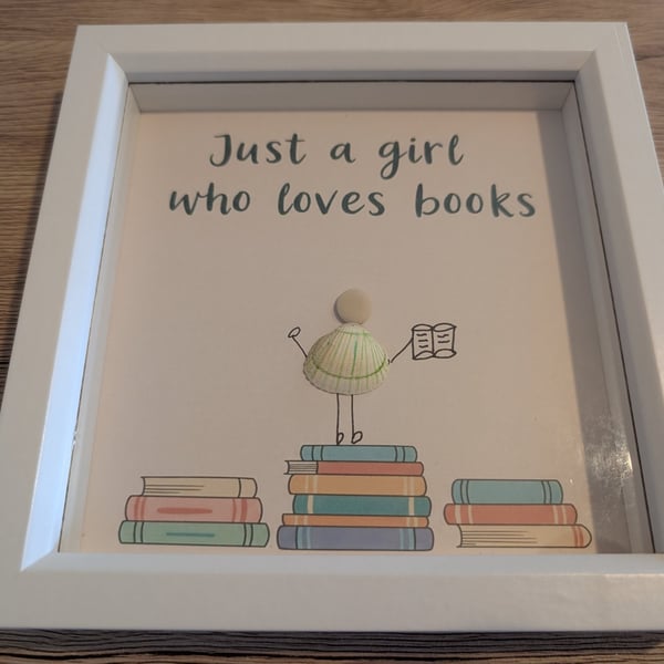 Book Lover Pebble Art Frame just a girl who loves books