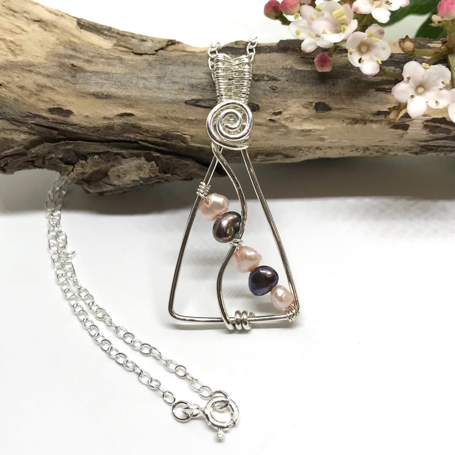  Pearl Pendant, Sterling Silver, Gift for Her