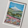 Red Campion Meadow - Original miniature. A5 Mounted