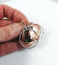 Earrings, Sterling Silver and Copper Moon Eclipse Dropper Earrings - Image 3