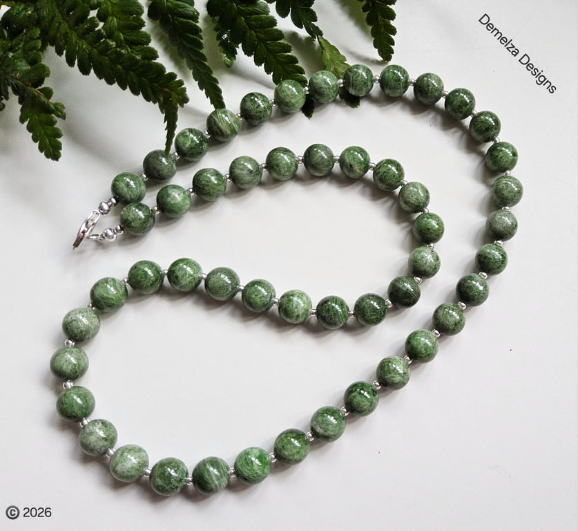 Top Quality Raw Russian Chrome Diopside Sterling Silver Necklace 