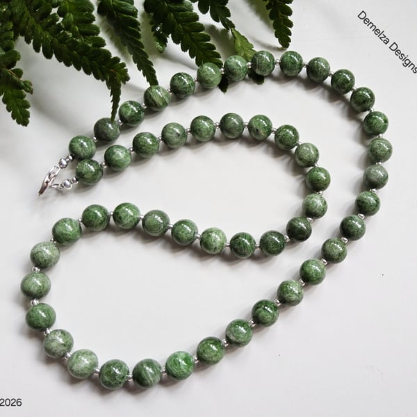 Top Quality Raw Russian Chrome Diopside Sterling Silver Necklace 