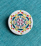 Handmade Ceramic Round Daisy Mandala brooch, Hand Made Badge - Image 3