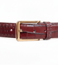 Burgundy Full Grain Crocodile Embossed Belt Gold-Tone Buckle Mens Belt 38mm - Image 10