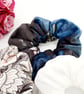 White satin, blue velour and William morris large scrunchie set of 3.  - Image 7
